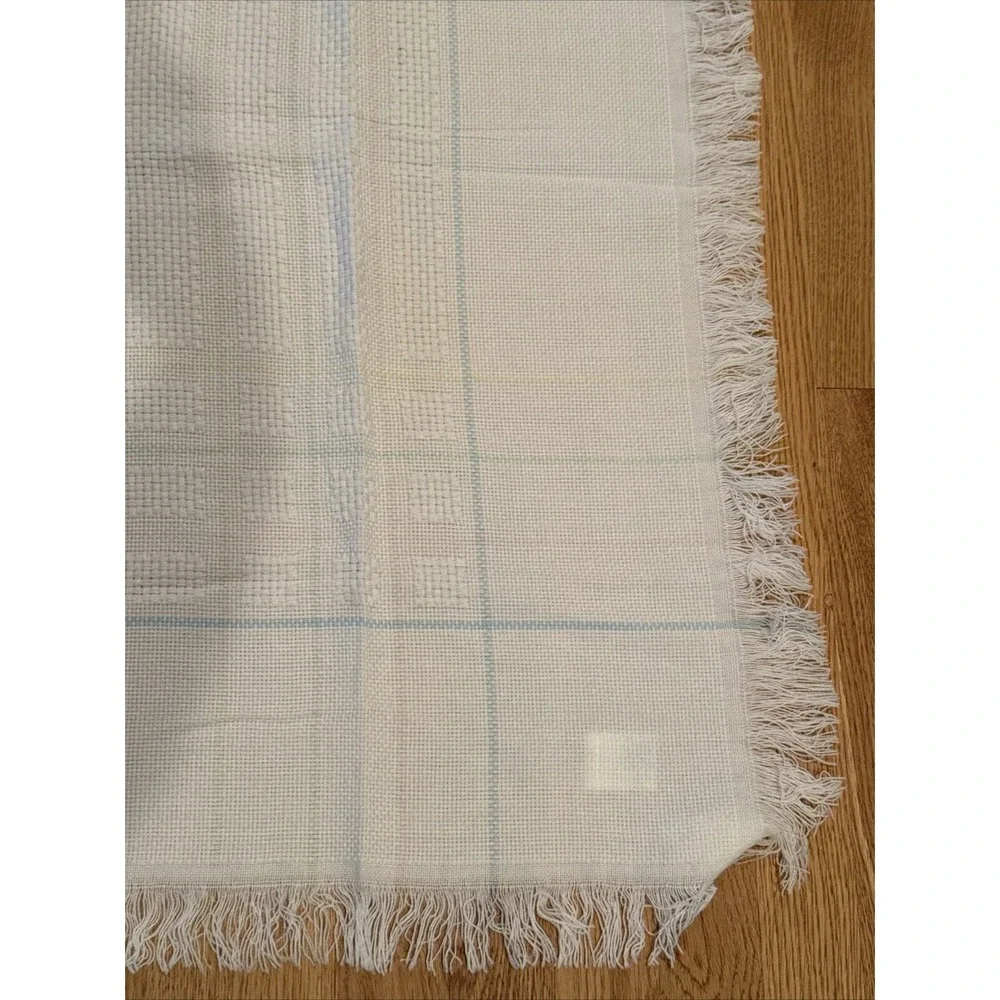 White Pastel Stripe Lovey Fringe Japan Vintage Baby Kisses‎ Security Blanket